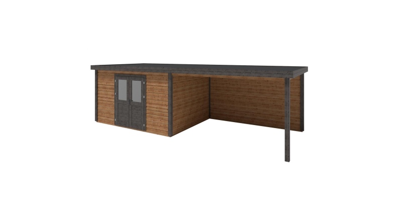 Caseta de jardín de madera Freya 7.06x3.09 m - 21.81 m2 - 28 mm – impregnada