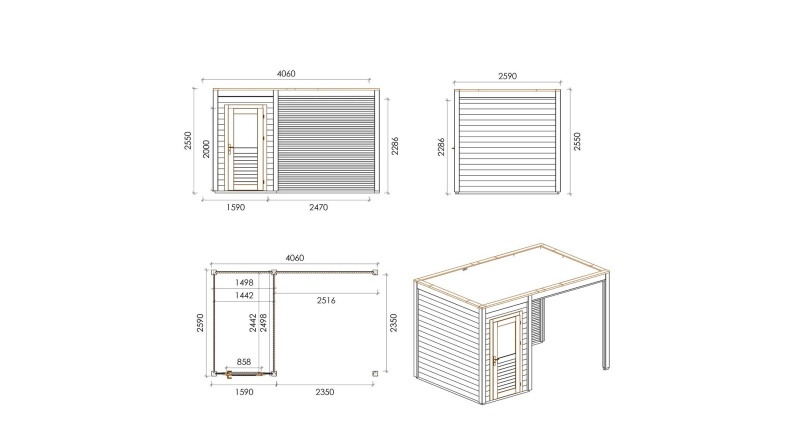 Caseta de jardín de madera Veya 4.06x2.59 m - 10.52 m2 - 28 mm – impregnada