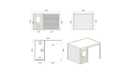 Caseta de jardín de madera Veya 4.06x3.09 m - 12.55 m2 - 28 mm – impregnada
