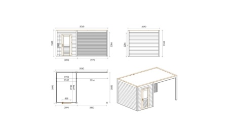 Caseta de jardín de madera Luma 5.06x3.09 m - 15.64 m2 - 28 mm – impregnada