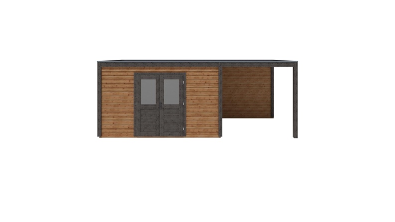 Caseta de jardín de madera Nova 6.56x2.59 m - 16.99 m2 - 28 mm – impregnada