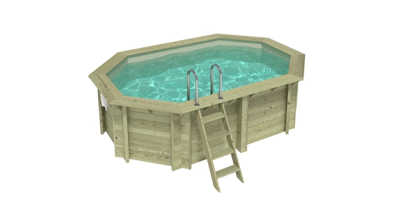 Piscina de madera NEMO 4.3 x 3 – H.1.18 m, arena, con vigas a encastrar en la solera