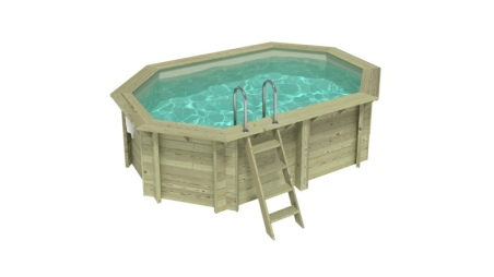 Piscina de madera NEMO 4.3 x 3 – H.1.18 m, arena, con vigas a encastrar en la solera
