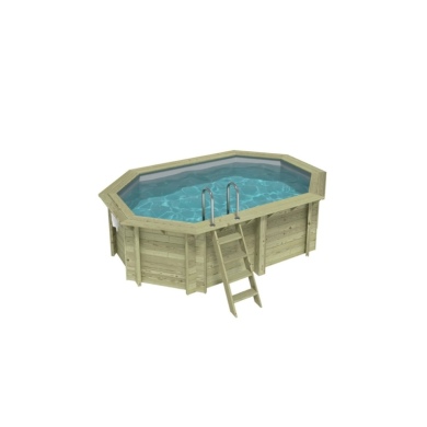 Piscina de madera NEMO 4.3 x 3 – H.1.18 m, gris, sobre bastidor - sin solera