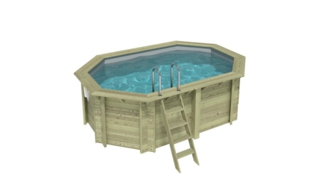 Piscina de madera NEMO 4.3 x 3 – H.1.31 m, gris, con vigas a encastrar en la solera