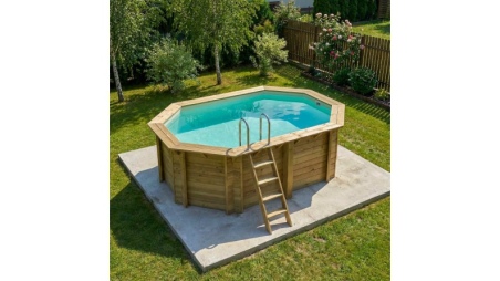 Piscina de madera NEMO 4.3 x 3 – H.1.31 m, arena, con vigas a encastrar en la solera