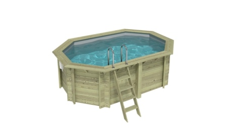 Piscina de madera NEMO 4.3 x 3 - H.1.31 m, gris, con vigas a atornillar a la solera