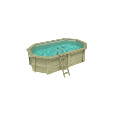 Piscina de madera NEMO 5.79 x 3.49 – H.1.45 m, arena, con vigas a encastrar en la solera