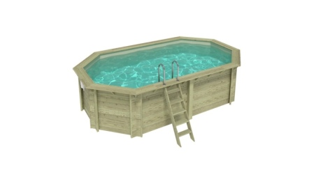 Piscina de madera NEMO 5.79 x 3.49 – H.1.45 m, arena, con vigas a encastrar en la solera