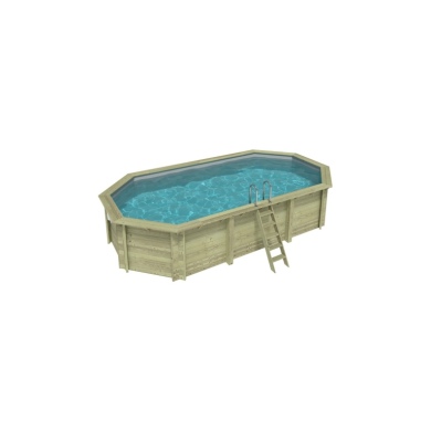 Piscina de madera NEMO 7.3 x 3.97 – H.1.45 m, gris, sobre bastidor - sin solera