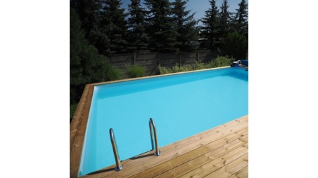 Piscina de madera AQUA 4.65 x 2.85 – H.1.24 m, gris, con vigas a encastrar en la solera