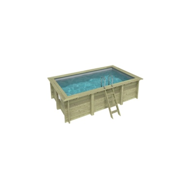 Piscina de madera AQUA 4.65 x 2.85 - H.1.24 m, gris, con vigas a atornillar a la solera