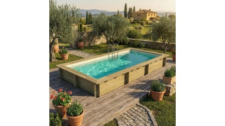 Piscina de madera AQUA 6.1 x 2.85 - H.1.31 m, arena, con vigas a atornillar a la solera