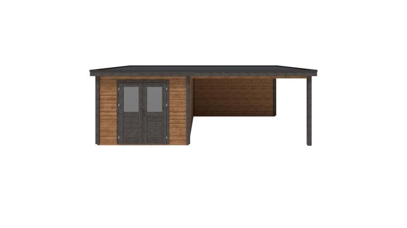 Caseta de jardín de madera Aura 7.06x4.09 m - 28.87 m2 - 28 mm – impregnada