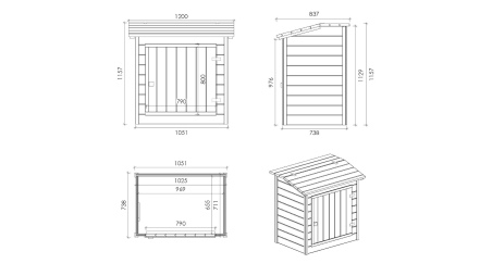 Caseta de madera para sistema de filtración de piscina 1.2 x 0.84 – H.1.16 m, Impregnado
