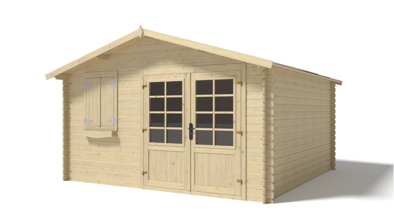 Caseta de jardín de madera 16 m2 - 4x4 m - 28 mm