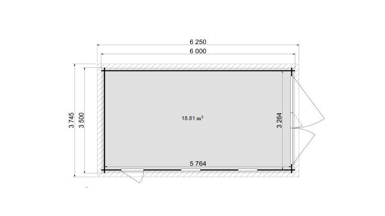 Garaje de madera 21 m2 - 3.5x6 m - 28 mm - Color: marrón Impregnado