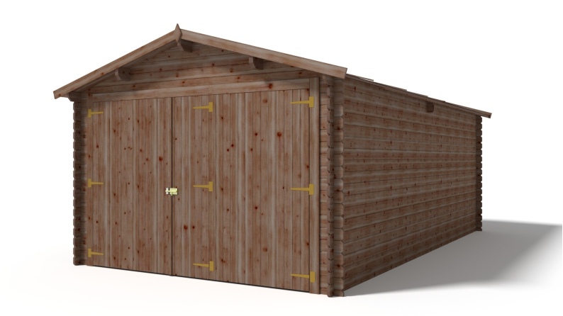 Garaje de madera 21 m2 - 3.5x6 m - 28 mm - Color: marrón Impregnado