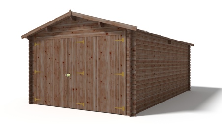 Garaje de madera 21 m2 - 3.5x6 m - 28 mm - Color: marrón Impregnado