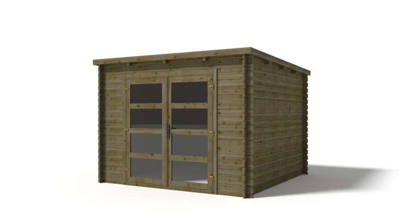 Caseta de jardín de madera 9 m2 - 3x3 m - 28 mm - impregnada