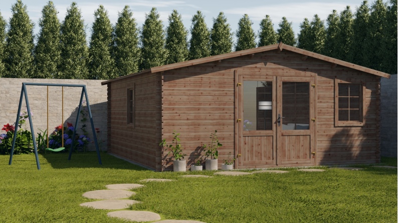 Caseta de jardín de madera 25 m2 - 5x5 m - 28 mm - impregnada