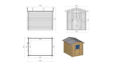 Caseta de jardin de madera 4.75 m2 - 1.9x2.5 m - 28 mm  
