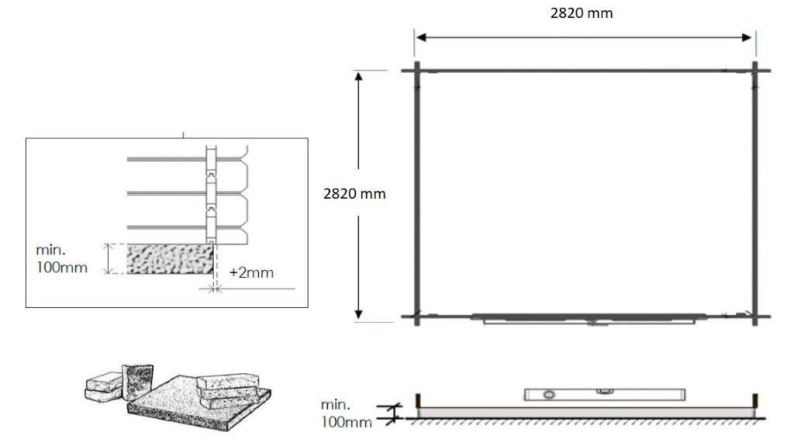 Caseta de jardín de madera 9 m2 - 3x3 m - 28 mm - impregnada