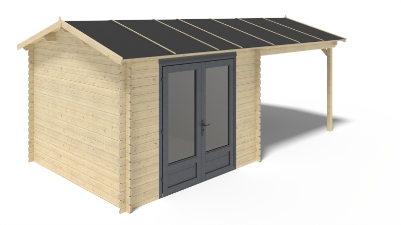 Caseta de jardín de madera 17.4 m2 - 5.79x3 m - 28 mm