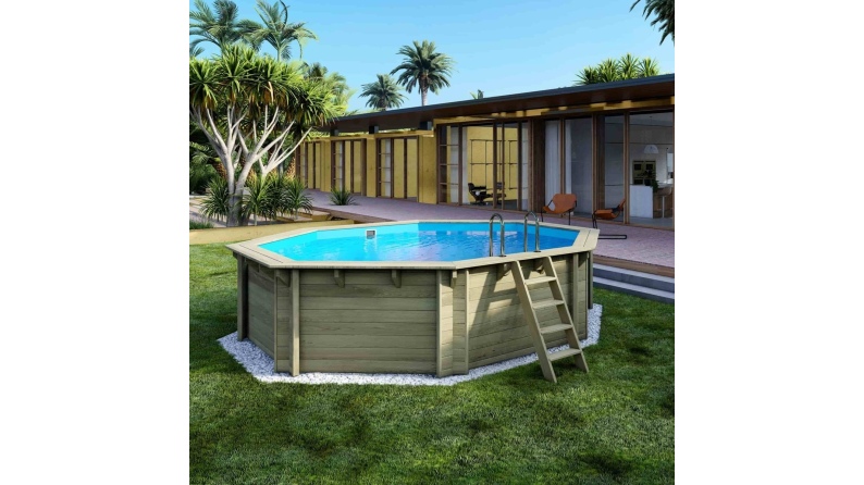 Piscina de madera Verona 4.72 x 4.72 - H.1.2 m, azul claro, autoportante - sin solera