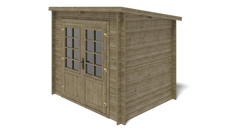 Caseta de jardín de madera 5 m2 - 2.5x2 m - 28 mm - impregnada