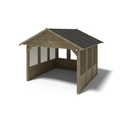 Pérgola de jardín 4.04x4.04 m con paneles - Impregnada