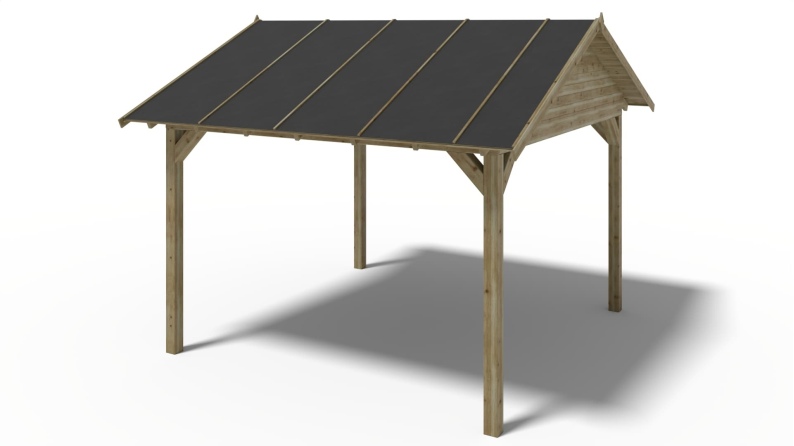 Pérgola de jardín 4.04x4.04 m con paneles - Impregnada