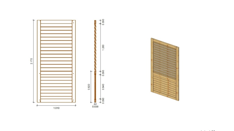 Pérgola de jardín 4.04x4.04 m con paneles - Impregnada