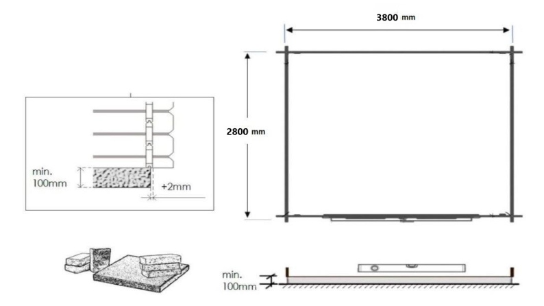 Caseta de jardín de madera 12 m2 - 4x3 m - 40 mm - impregnada