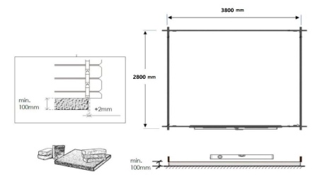 Caseta de jardín de madera 12 m2 - 4x3 m - 40 mm - impregnada