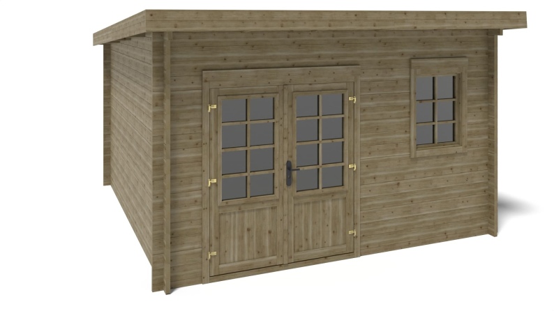 Caseta de jardín de madera 12 m2 - 4x3 m - 40 mm - impregnada