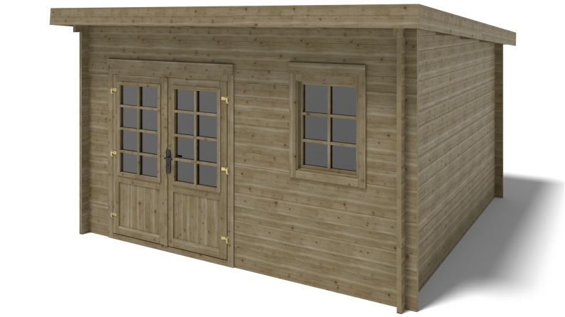 Caseta de jardín de madera 16 m2 - 4x4 m - 40 mm - impregnada