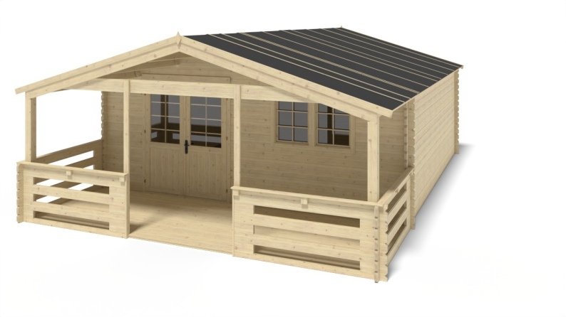 Caseta de jardín de madera-6x6 m - 48 m2 con terraza
