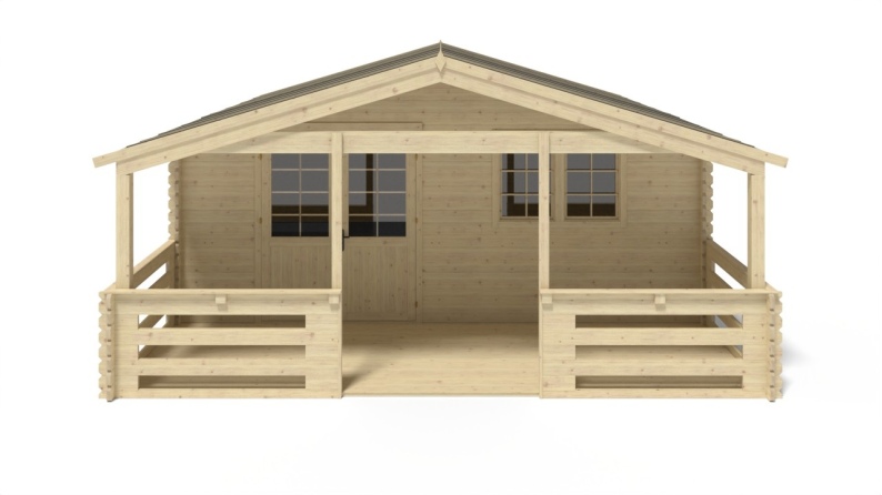 Caseta de jardín de madera-6x6 m - 48 m2 con terraza