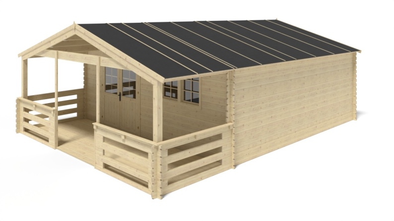 Caseta de jardín de madera-6x6 m - 48 m2 con terraza