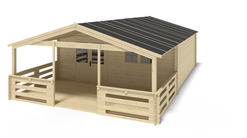 Caseta de jardín de madera-6x6 m - 54 m2 con terraza