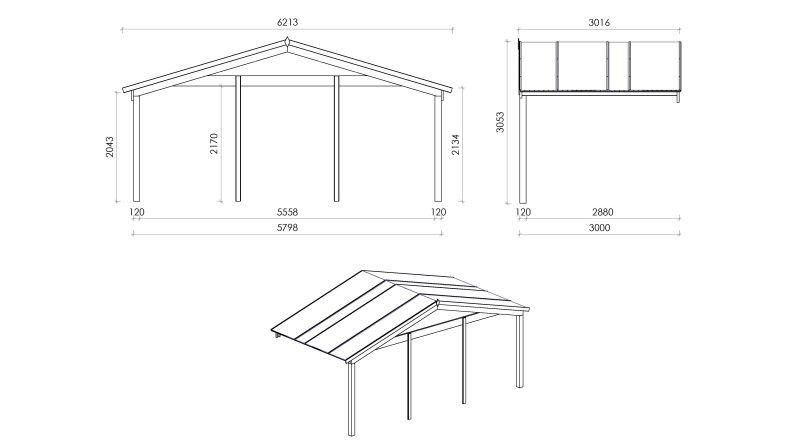 Caseta de jardín de madera-6x6 m - 54 m2 con terraza