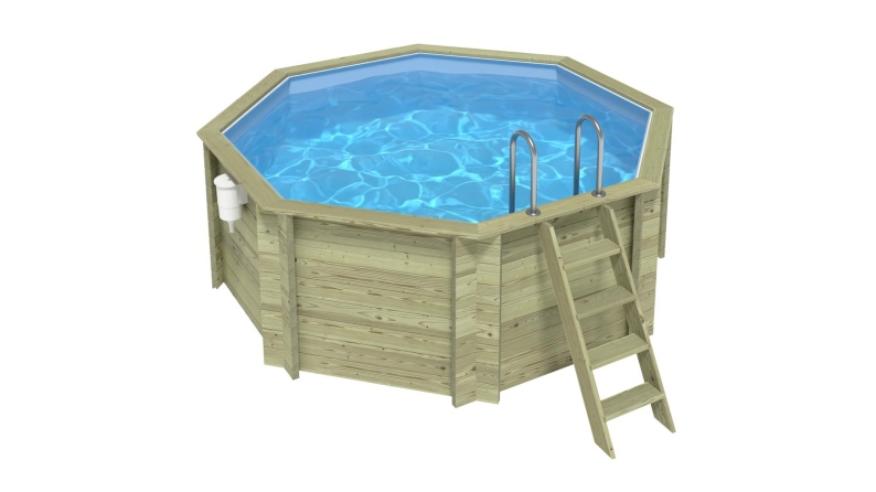 Piscina de madera CORAL 3.25 x 3.25 - H.1.18 m, azul claro, autoportante - sin solera