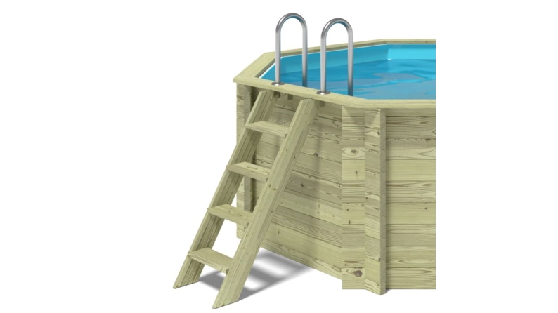 Piscina de madera CORAL 3.25 x 3.25 - H.1.18 m, azul claro, autoportante - sin solera