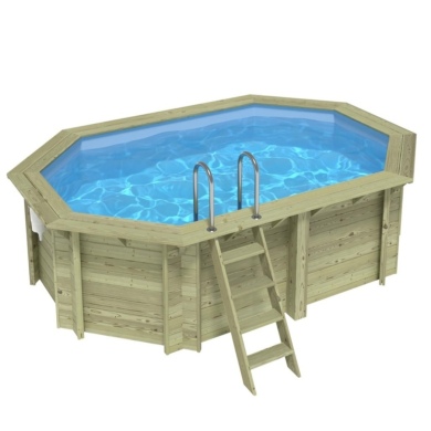 Piscina de madera NEMO 4.3 x 3 – H.1.18 m, azul claro, sobre bastidor - sin solera
