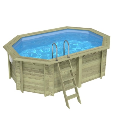Piscina de madera NEMO 4.3 x 3 – H.1.31 m, azul claro, sobre bastidor - sin solera