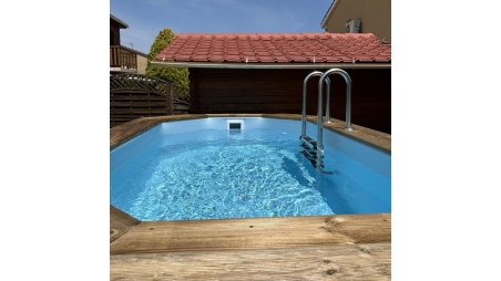 Piscina de madera NEMO 4.3 x 3 – H.1.31 m, azul claro, sobre bastidor - sin solera