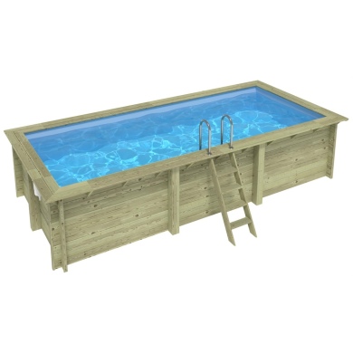 Piscina de madera AQUA 6.1 x 2.85 - H.1.31 m, azul claro, con vigas a atornillar a la solera