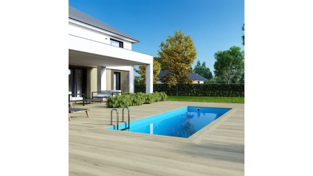 Piscina de madera AQUA 6.1 x 2.85 – H.1.31 m, azul claro, sobre bastidor - sin solera