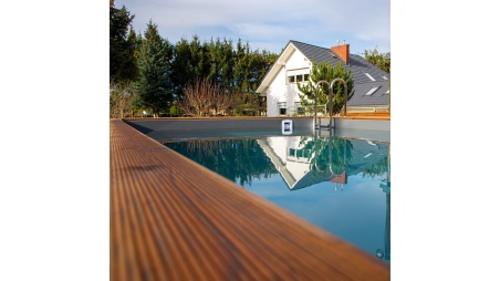 Piscina de madera AQUA 6.1 x 2.85 – H.1.31 m, azul claro, sobre bastidor - sin solera